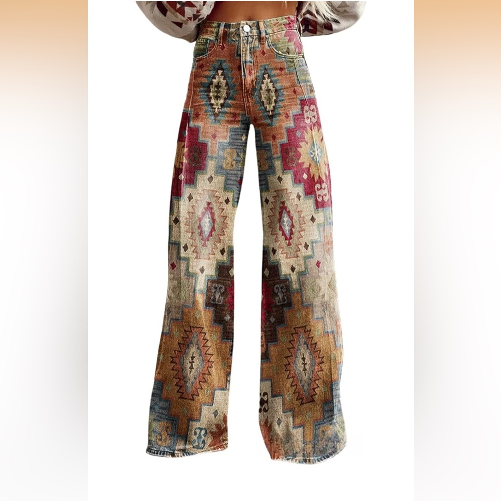 Bohemian Aztec Wide-Leg Pants - Multi